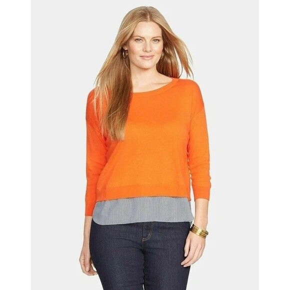 Y2K RALPH LAUREN Sz PXS Orange Cotton Modal Layered Look Sweater Oldstock Preppy - Picture 1 of 6